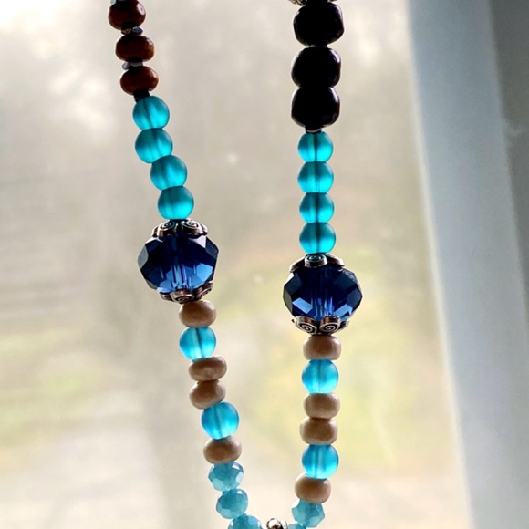 Multi Gemstone Layered Statement Necklace with Lapis Lazuli - Aquamarine - Picture 10 of 10